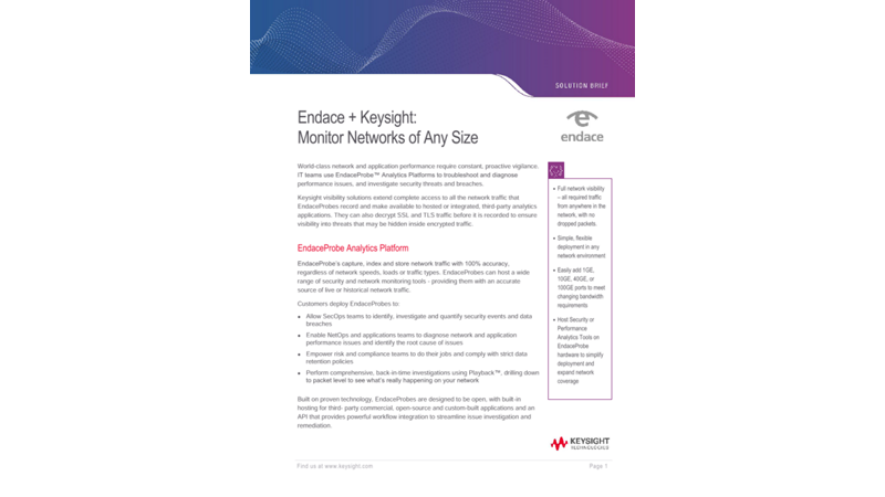 Endace + Keysight: Monitor Networks of Any Size
